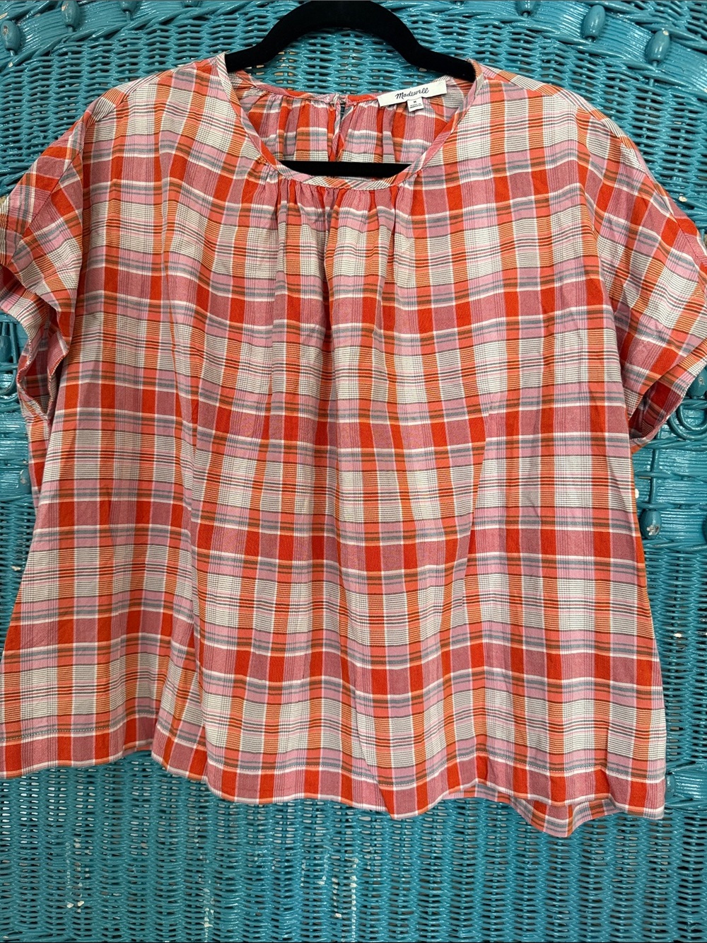 Madewell plaid short sleeve blouse